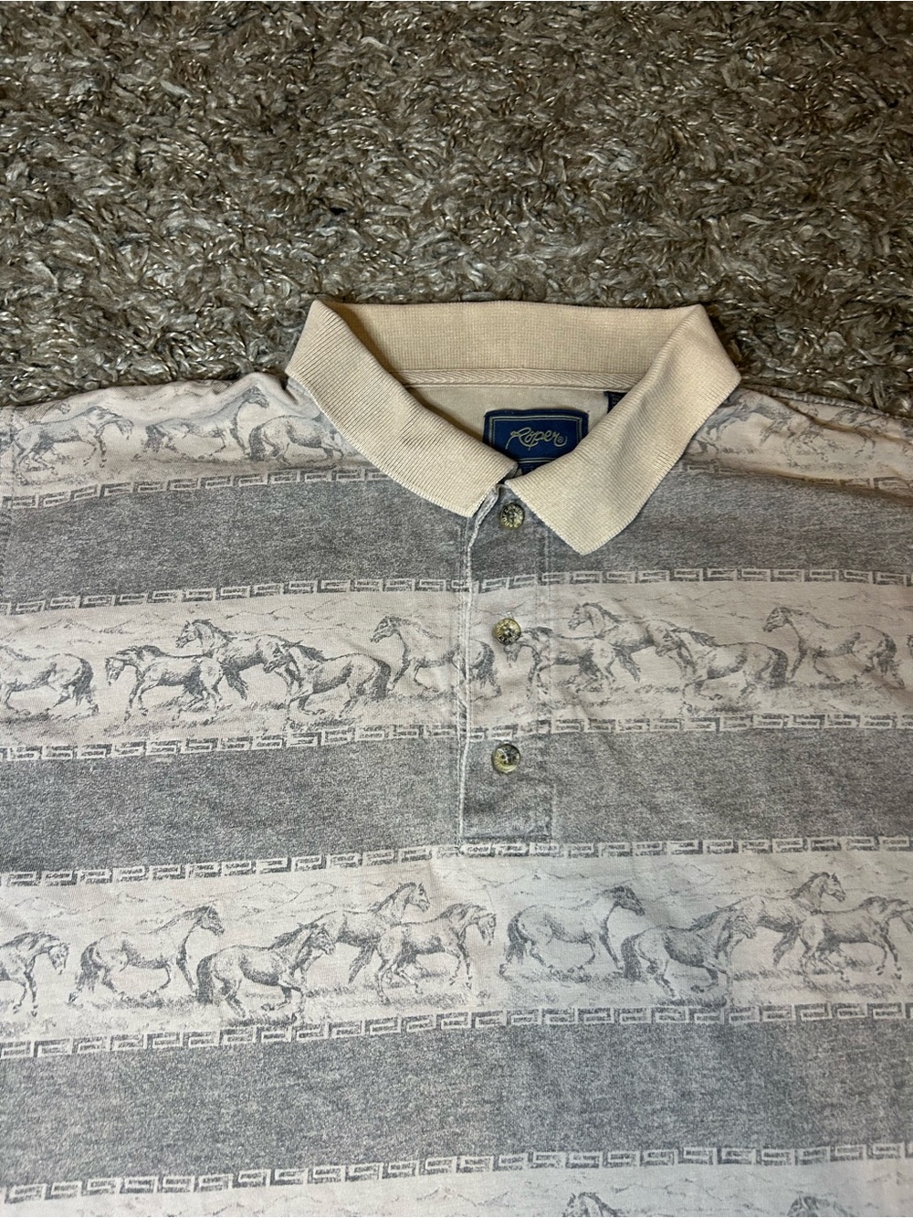 Beige Horse Polo Top